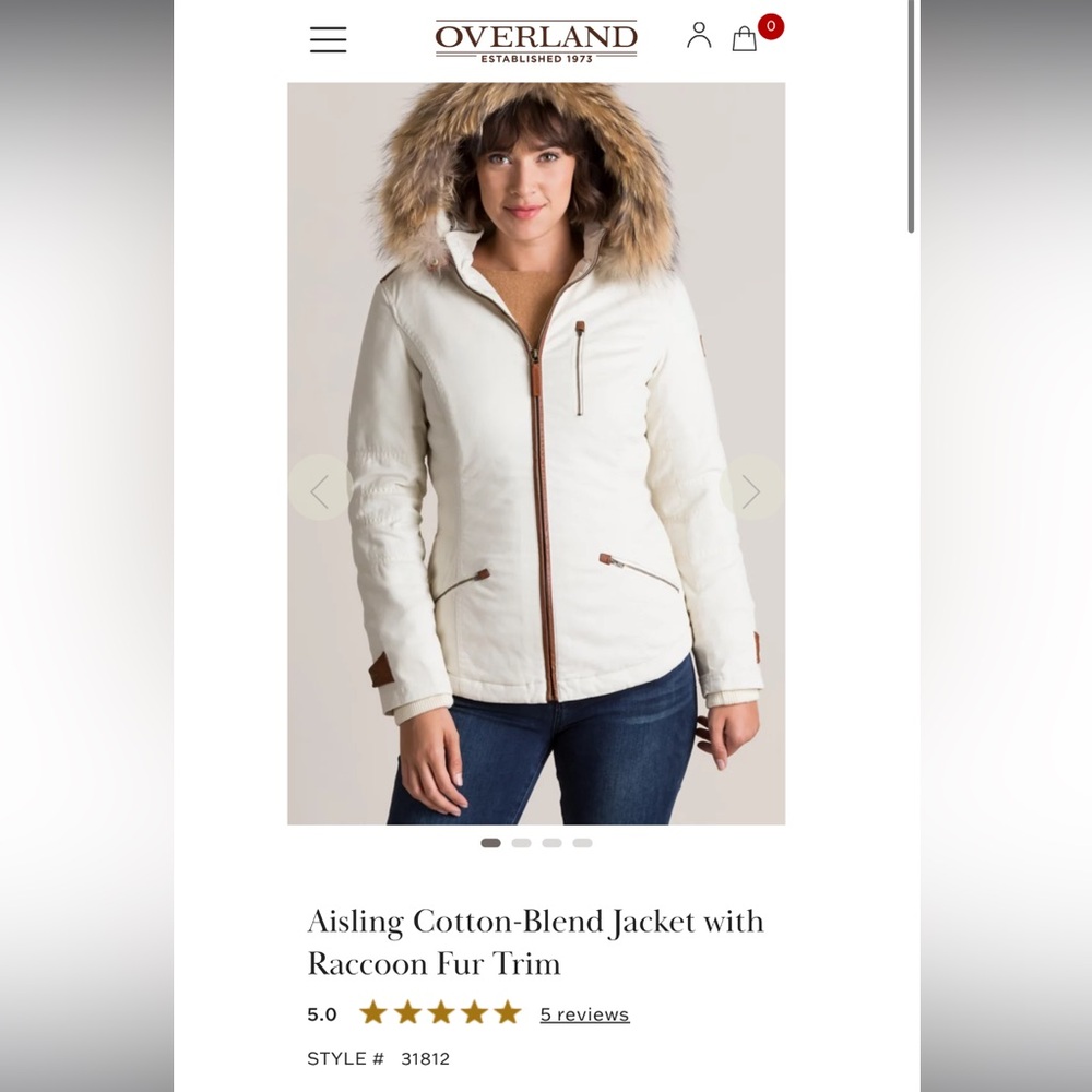 Overland Aisling cotton blend jacket fur trim hood